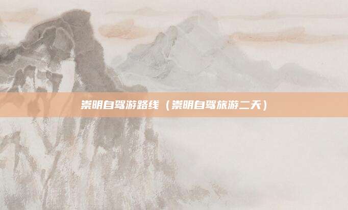 崇明自驾游路线(崇明自驾旅游二天)