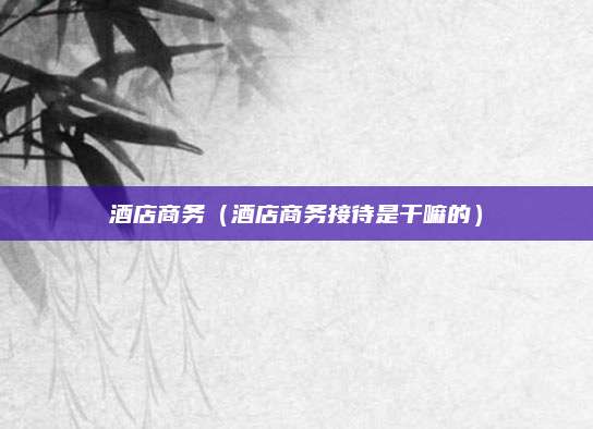 酒店商务（酒店商务接待是干嘛的）