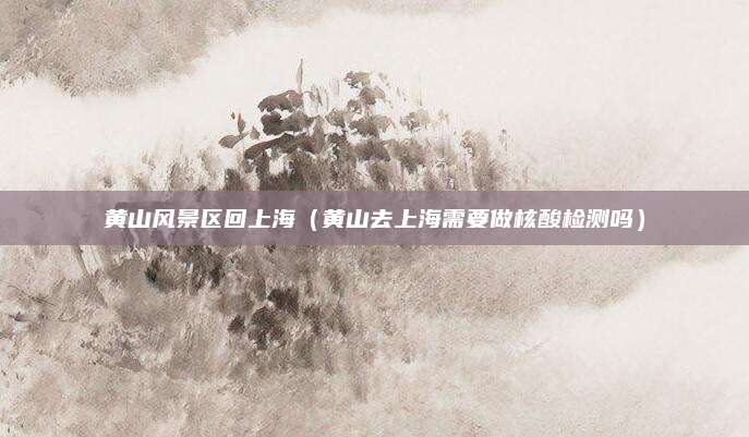 黄山风景区回上海（黄山去上海需要做核酸检测吗）