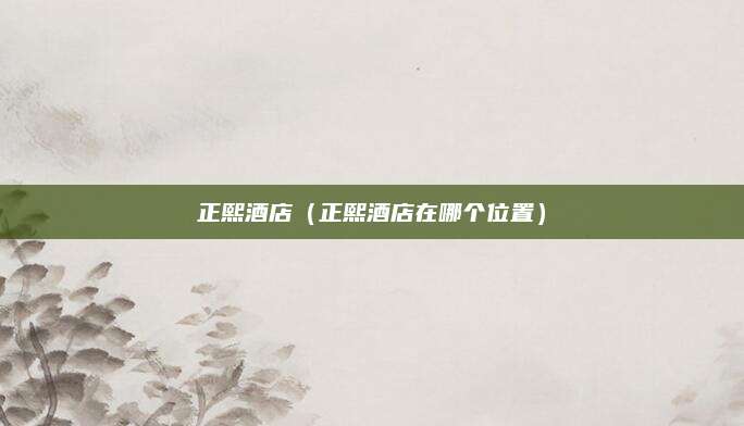 正熙酒店(正熙酒店在哪个位置)