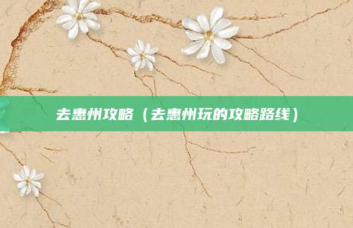 去惠州攻略（去惠州玩的攻略路线）