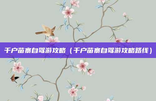 千户苗寨自驾游攻略(千户苗寨自驾游攻略路线)