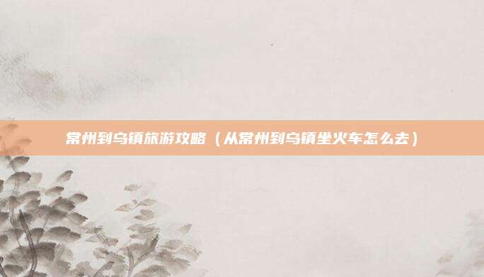常州到乌镇旅游攻略(从常州到乌镇坐火车怎么去)