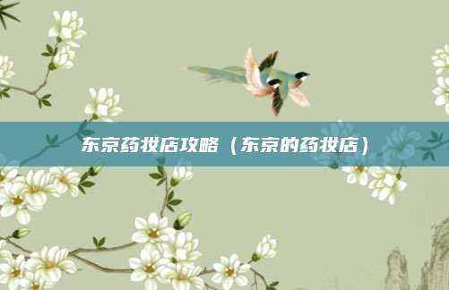 东京药妆店攻略(东京的药妆店)