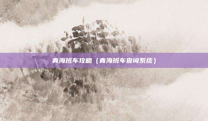 青海班车攻略(青海班车查询系统)