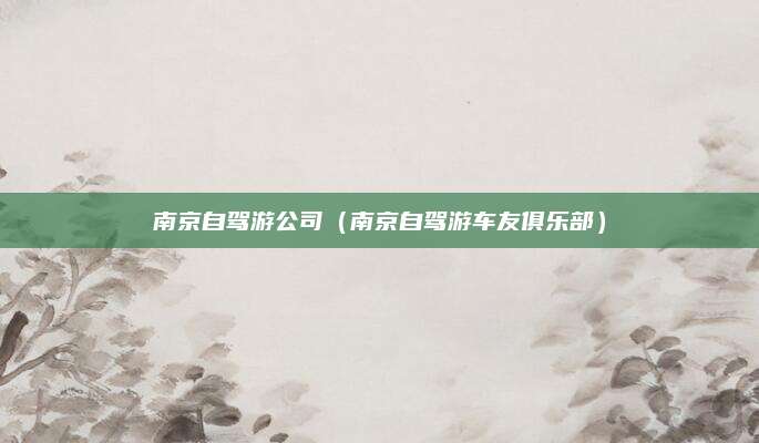 南京自驾游公司(南京自驾游车友俱乐部)