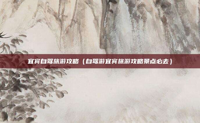 宜宾自驾旅游攻略(自驾游宜宾旅游攻略景点必去)