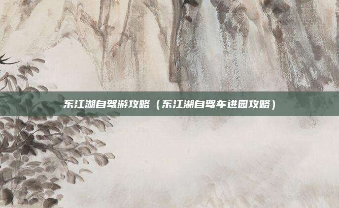 东江湖自驾游攻略（东江湖自驾车进园攻略）