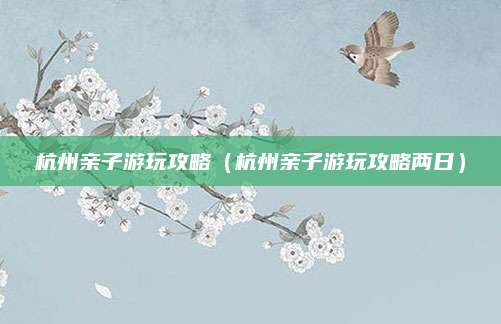 杭州亲子游玩攻略(杭州亲子游玩攻略两日)