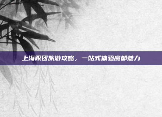 上海跟团旅游攻略，一站式体验魔都魅力