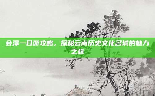 会泽一日游攻略，探秘云南历史文化名城的魅力之旅