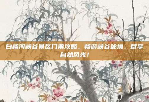 白杨河峡谷景区门票攻略，畅游峡谷秘境，尽享自然风光！