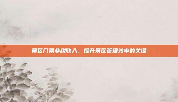 景区门票非税收入，提升景区管理效率的关键