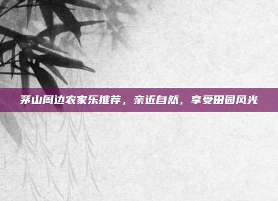 茅山周边农家乐推荐，亲近自然，享受田园风光
