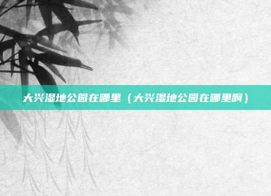 大兴湿地公园在哪里（大兴湿地公园在哪里啊）