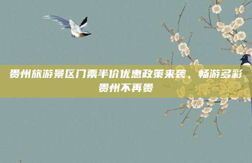 贵州旅游景区门票半价优惠政策来袭，畅游多彩贵州不再贵