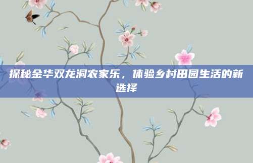 探秘金华双龙洞农家乐，体验乡村田园生活的新选择