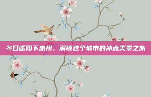 冬日暖阳下惠州,解锁这个城市的冰点美景之旅
