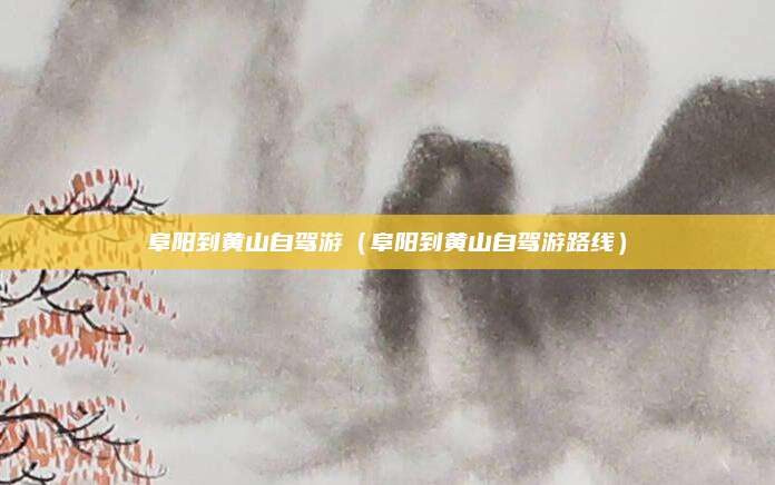 阜阳到黄山自驾游(阜阳到黄山自驾游路线)