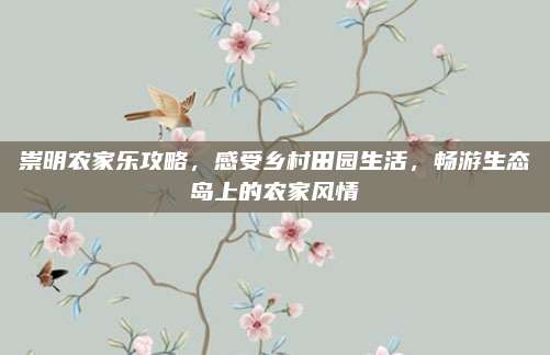 崇明农家乐攻略,感受乡村田园生活,畅游生态岛上的农家风情