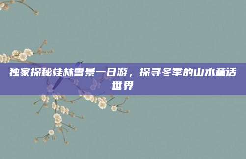 独家探秘桂林雪景一日游，探寻冬季的山水童话世界
