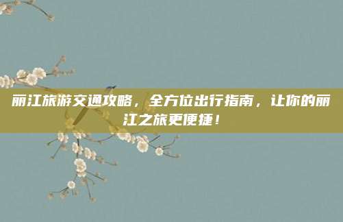 丽江旅游交通攻略,全方位出行指南,让你的丽江之旅更便捷!