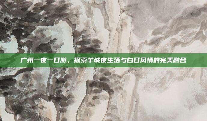 广州一夜一日游,探索羊城夜生活与白日风情的完美融合