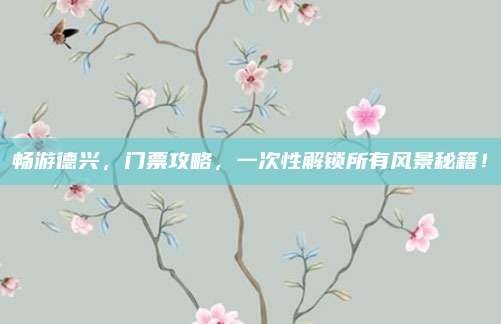 畅游德兴,门票攻略,一次性解锁所有风景秘籍!