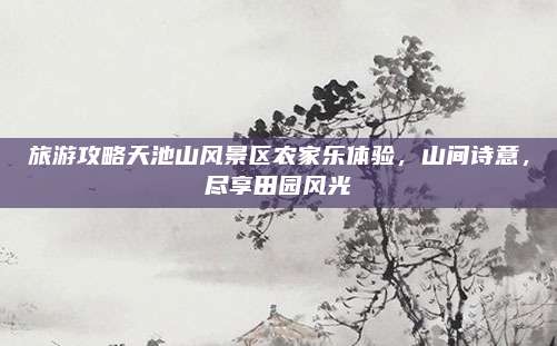 旅游攻略天池山风景区农家乐体验,山间诗意,尽享田园风光