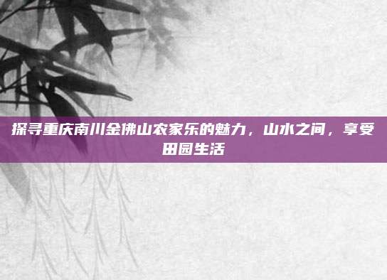探寻重庆南川金佛山农家乐的魅力,山水之间,享受田园生活