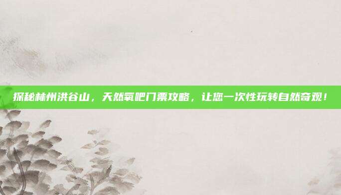 探秘林州洪谷山,天然氧吧门票攻略,让您一次性玩转自然奇观!