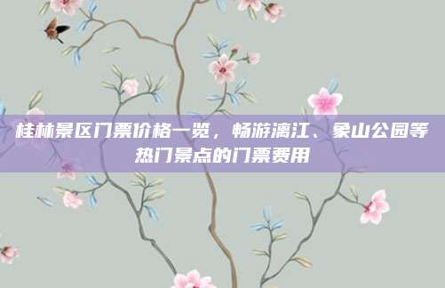 桂林景区门票价格一览,畅游漓江、象山公园等热门景点的门票费用