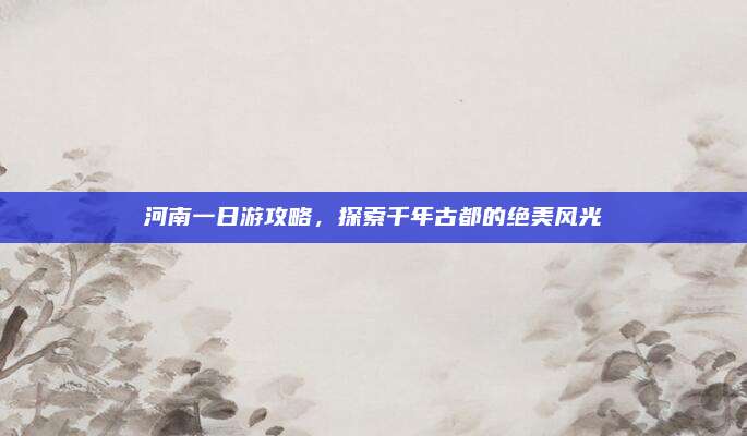 河南一日游攻略,探索千年古都的绝美风光