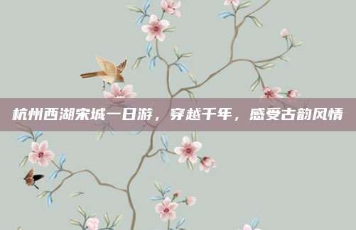 杭州西湖宋城一日游,穿越千年,感受古韵风情