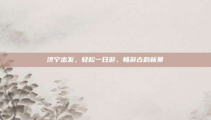 济宁出发,轻松一日游,畅游古韵新景