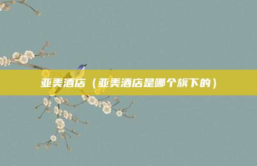 亚美酒店(亚美酒店是哪个旗下的)