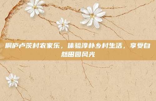 桐庐卢茨村农家乐,体验淳朴乡村生活,享受自然田园风光