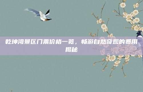 乾坤湾景区门票价格一览,畅游自然奇观的费用揭秘