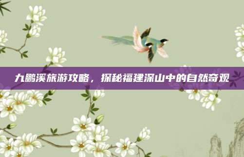 九鹏溪旅游攻略，探秘福建深山中的自然奇观