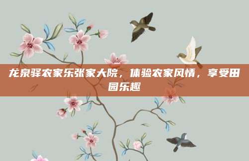 龙泉驿农家乐张家大院，体验农家风情，享受田园乐趣