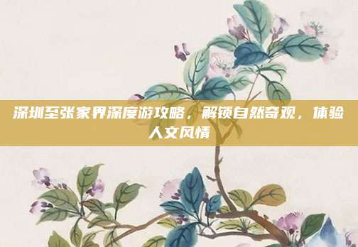 深圳至张家界深度游攻略，解锁自然奇观，体验人文风情