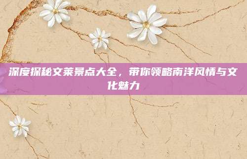 深度探秘文莱景点大全,带你领略南洋风情与文化魅力