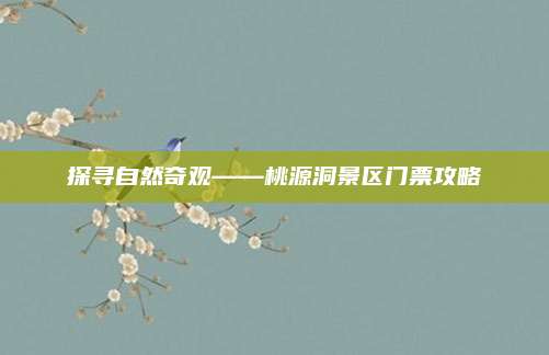 探寻自然奇观——桃源洞景区门票攻略