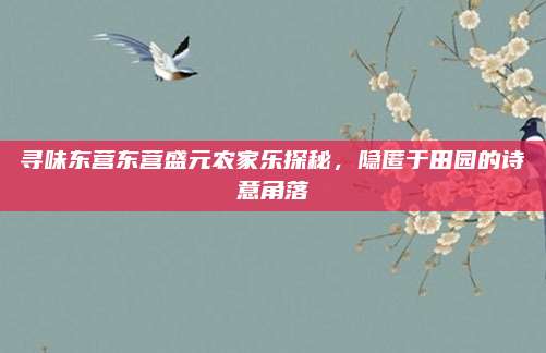 寻味东营东营盛元农家乐探秘,隐匿于田园的诗意角落