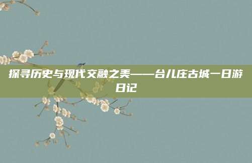 探寻历史与现代交融之美——台儿庄古城一日游日记