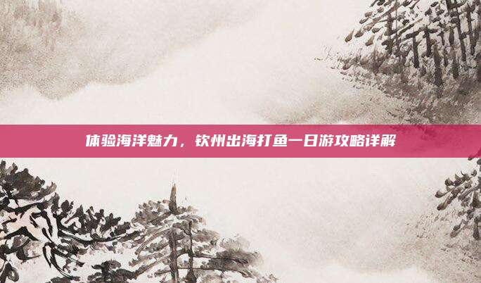 体验海洋魅力,钦州出海打鱼一日游攻略详解
