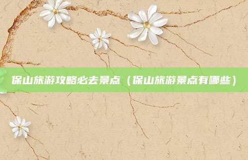 保山旅游攻略必去景点(保山旅游景点有哪些)