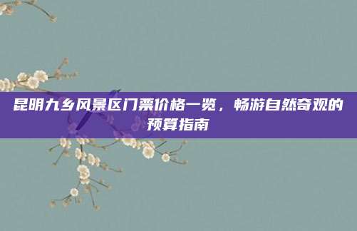 昆明九乡风景区门票价格一览,畅游自然奇观的预算指南