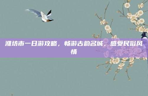 潍坊市一日游攻略，畅游古韵名城，感受民俗风情