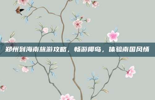 郑州到海南旅游攻略,畅游椰岛,体验南国风情